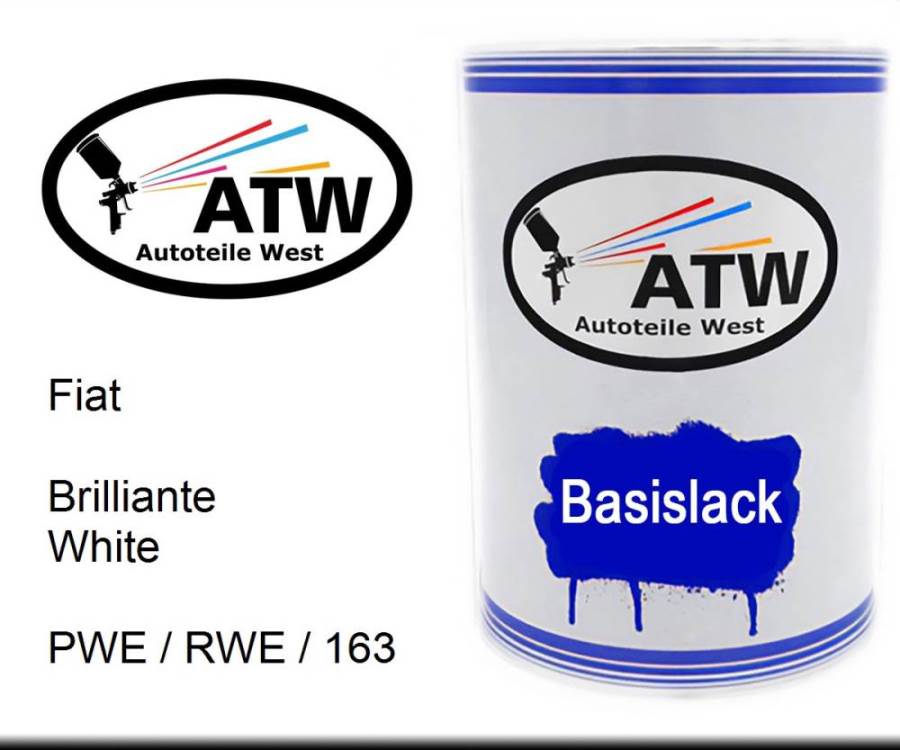 Fiat, Brilliante White, PWE / RWE / 163: 500ml Lackdose, von ATW Autoteile West.